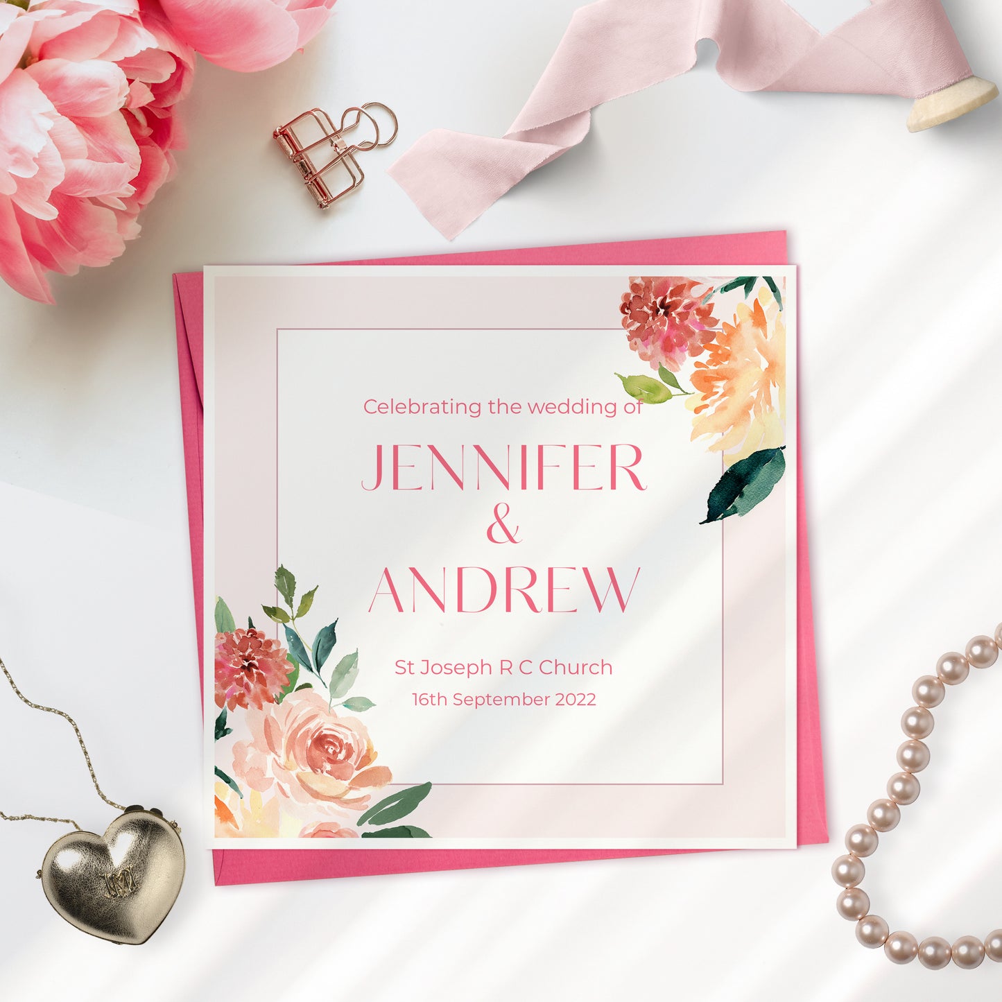 Personalised Floral Wedding Card