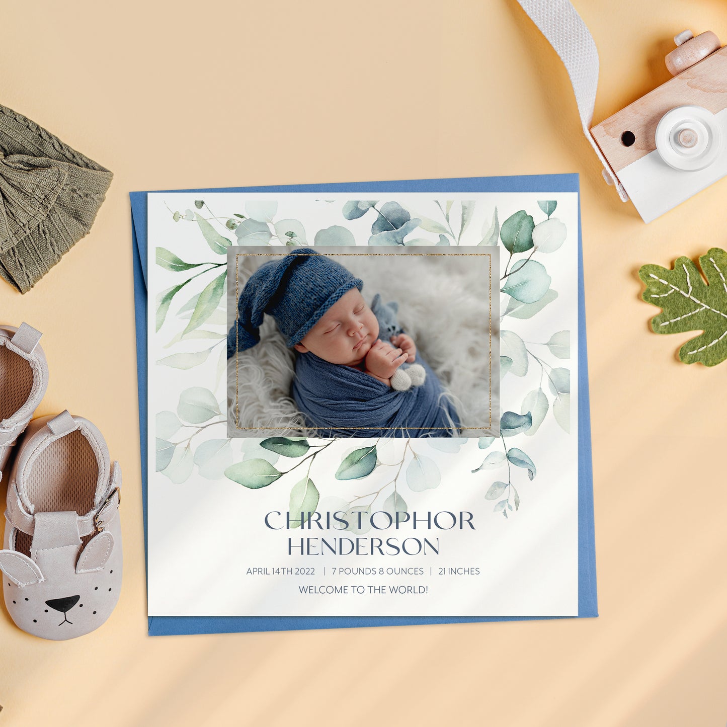 Personalised New Born Baby Photo Card