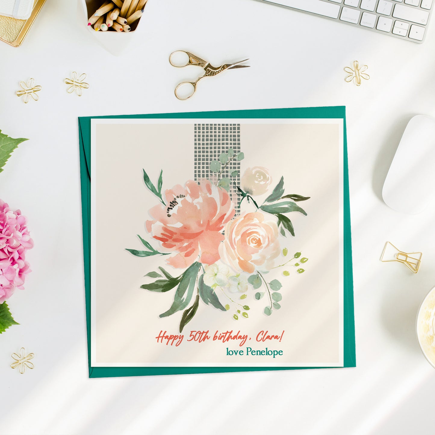 Peach Floral Birthday Mum Card