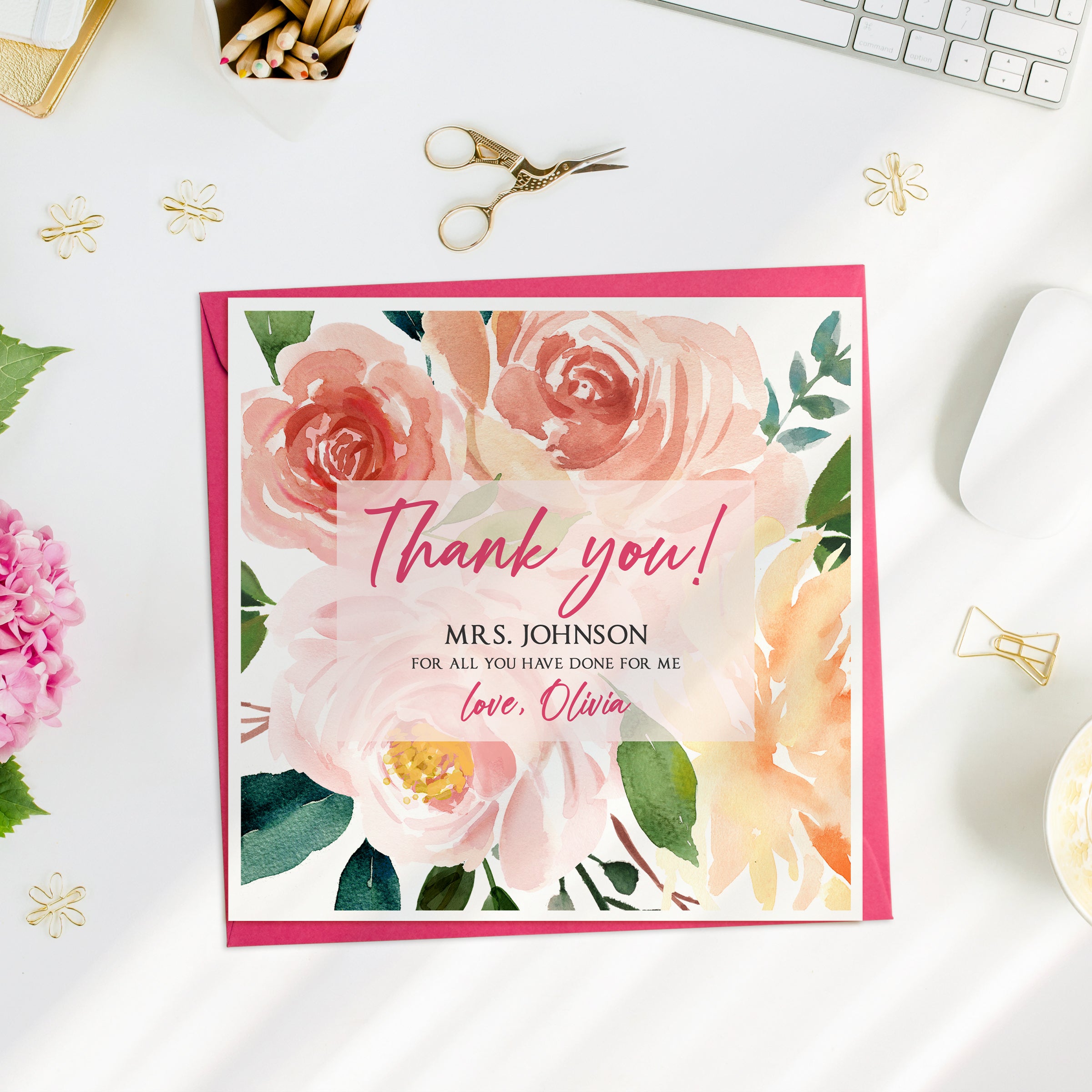 Personalised Floral Thank you Teacher Card – LisaMarieDesigns