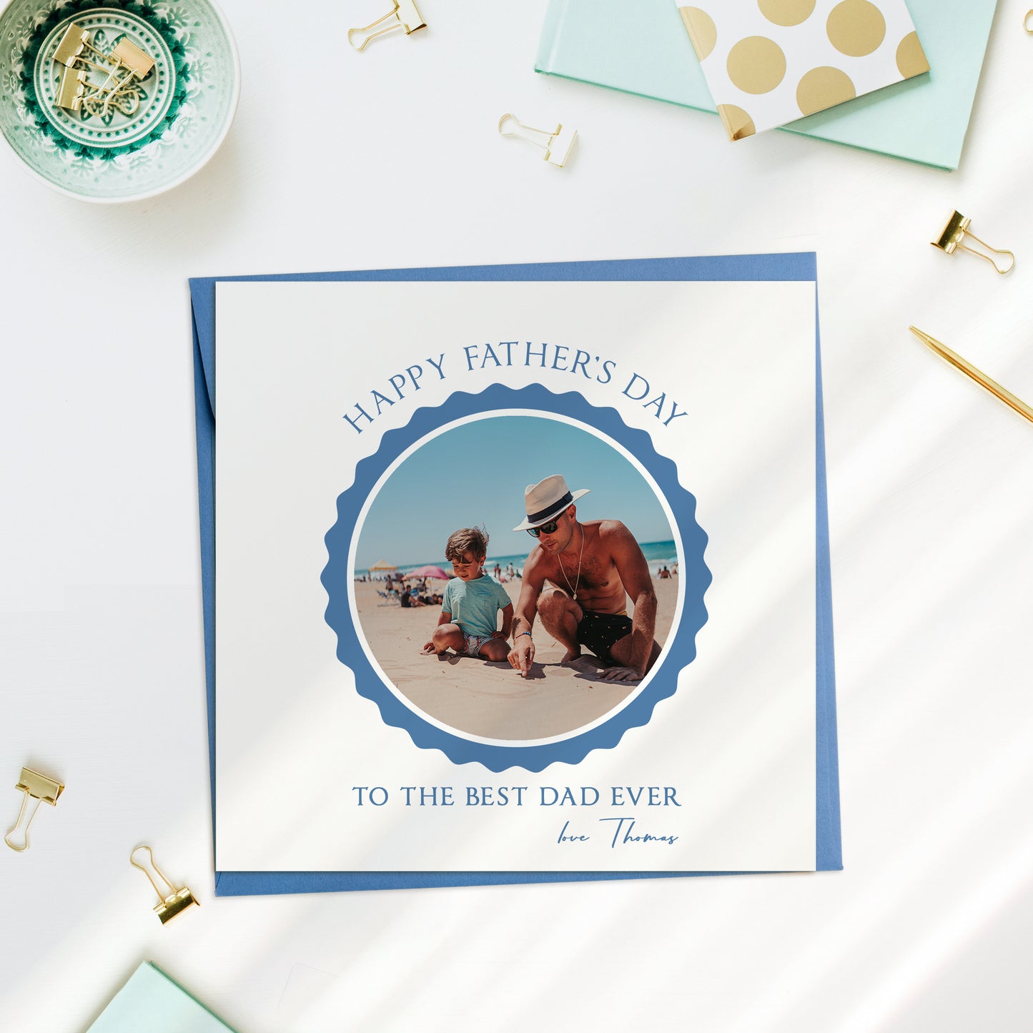 Personalised Fathers Day Scalloped Photo Card