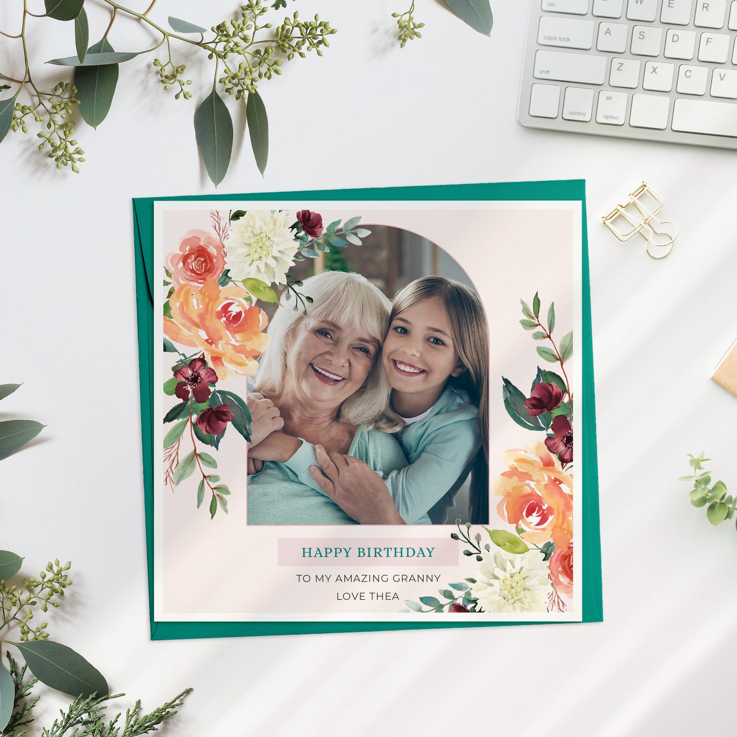 Personalised Floral Photo Card