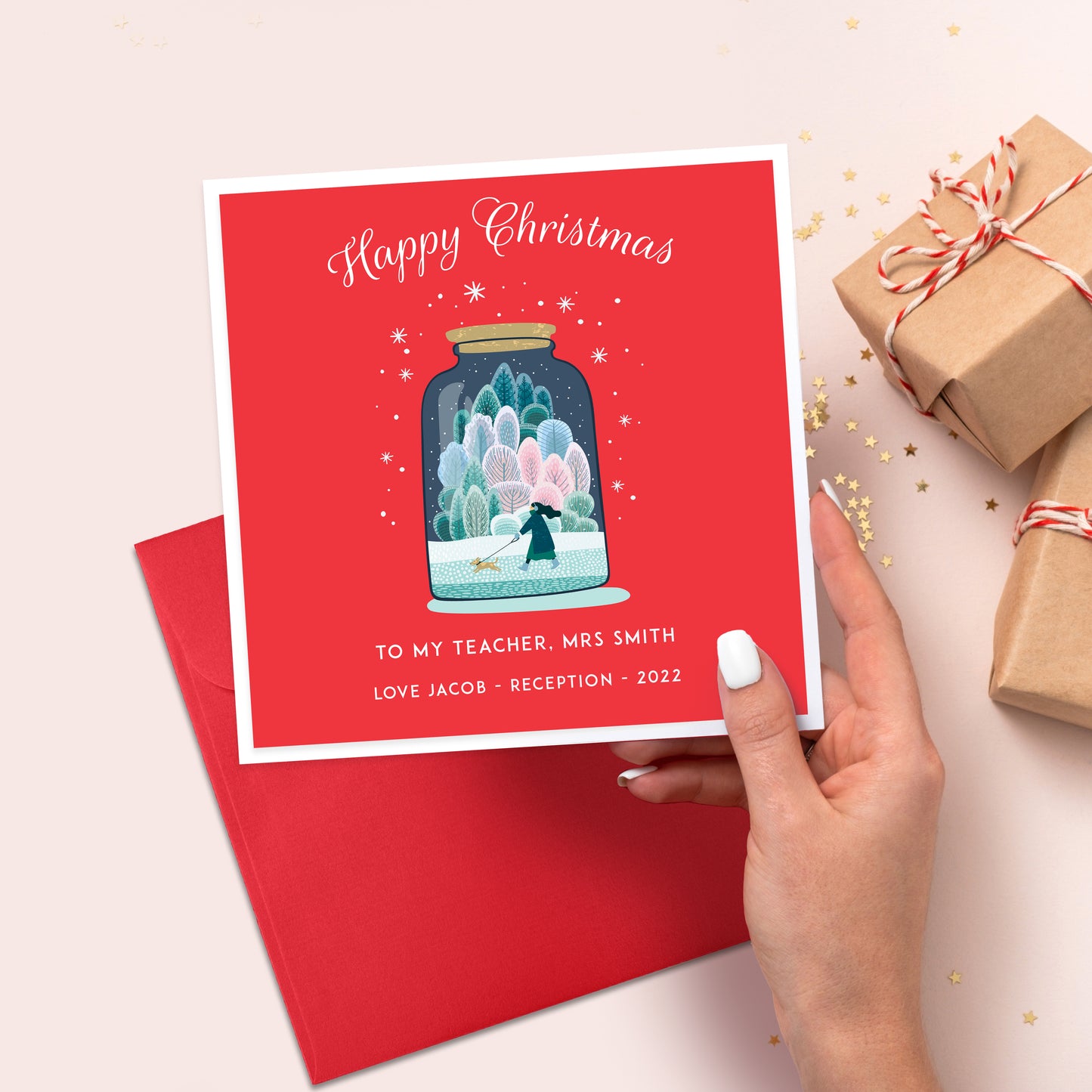 Personalised Teacher Christmas Card