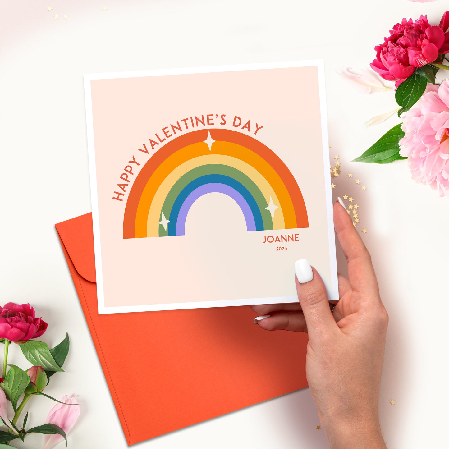 Personalised Rainbow Valentine's Card