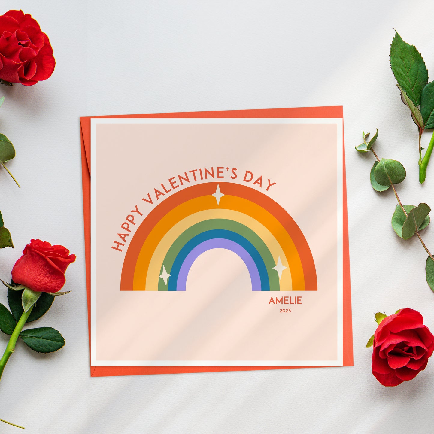 Personalised Rainbow Valentine's Card