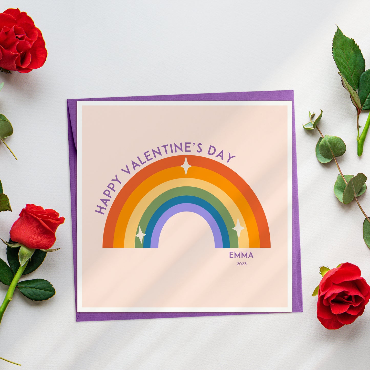 Personalised Rainbow Valentine's Card