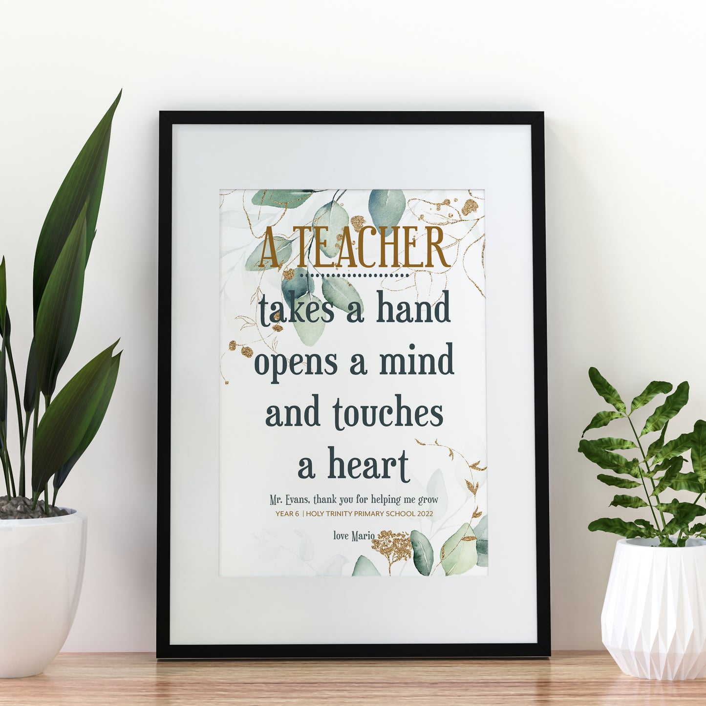 Personalised eucalyptus teacher print