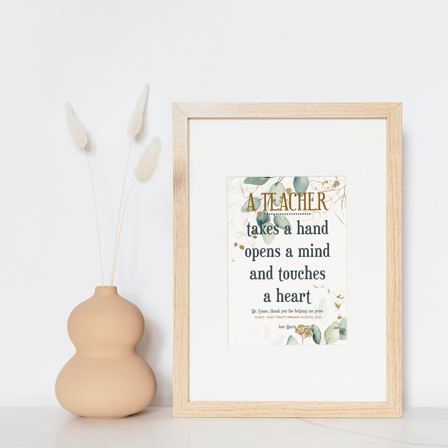 Personalised eucalyptus teacher print