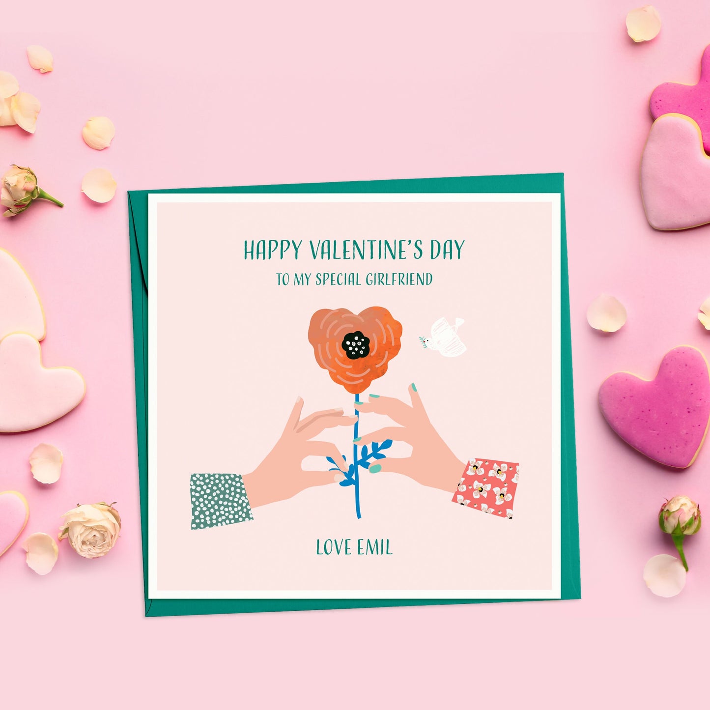 Personalised Valentines Day Card for wife, Valentines Card For her, Happy Valentines To My Wonderful Girlfriend, Wife Valentine's Card