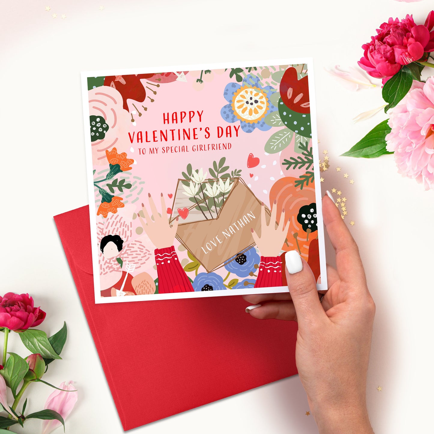 Personalised Valentines Day Card for wife, Valentines Card For her, Happy Valentines To My Wonderful Girlfriend, Wife Valentine's Card