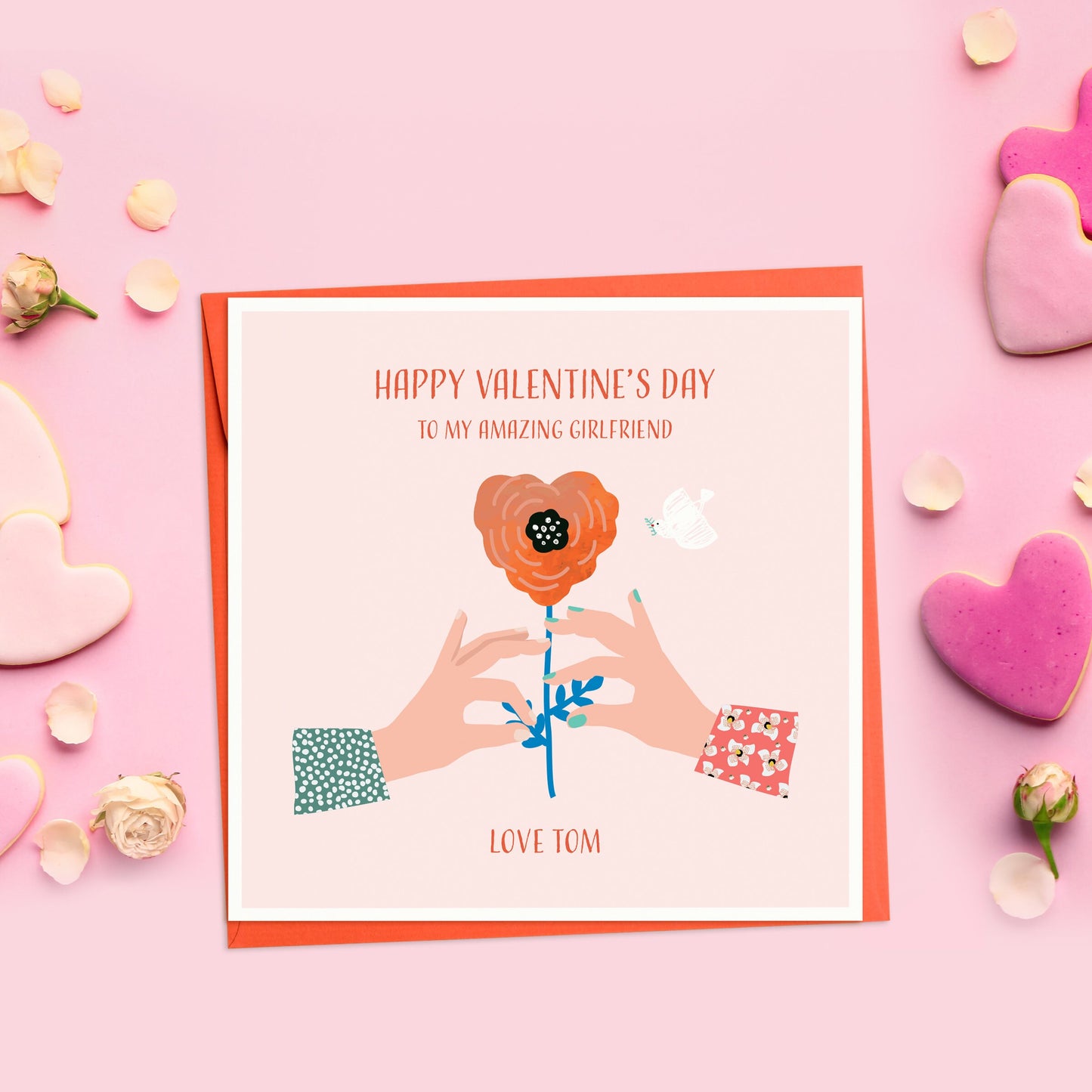 Personalised Valentines Day Card for wife, Valentines Card For her, Happy Valentines To My Wonderful Girlfriend, Wife Valentine's Card