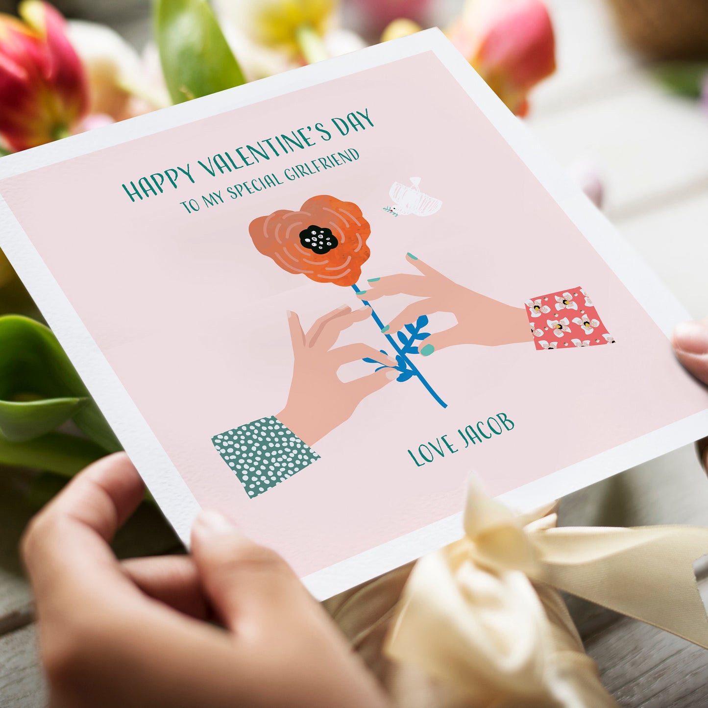 Personalised Valentines Day Card for wife, Valentines Card For her, Happy Valentines To My Wonderful Girlfriend, Wife Valentine's Card