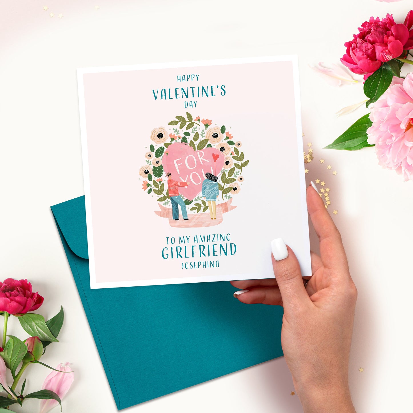 Personalised Valentines Day Card for wife, Valentines Card For her, Happy Valentines To My Wonderful Girlfriend, Wife Valentine's Card