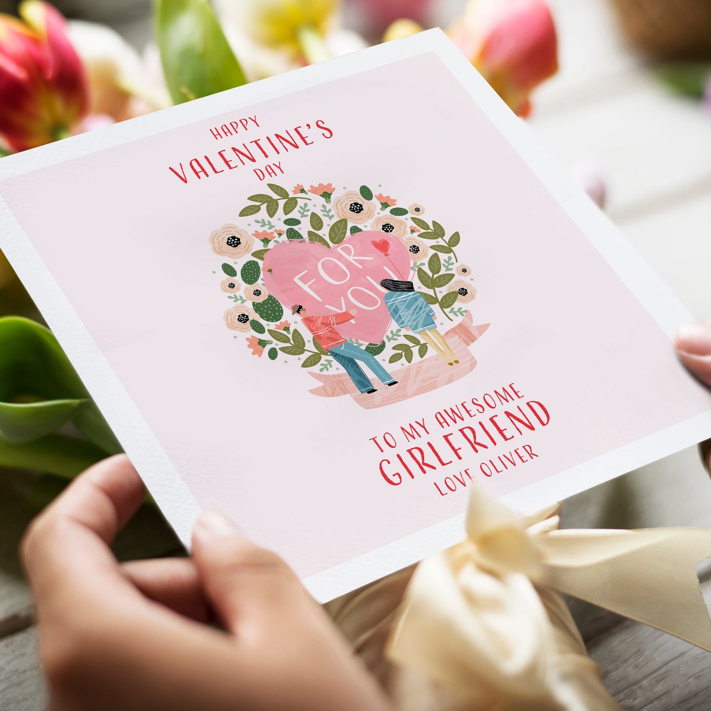 Personalised Valentines Day Card for wife, Valentines Card For her, Happy Valentines To My Wonderful Girlfriend, Wife Valentine's Card