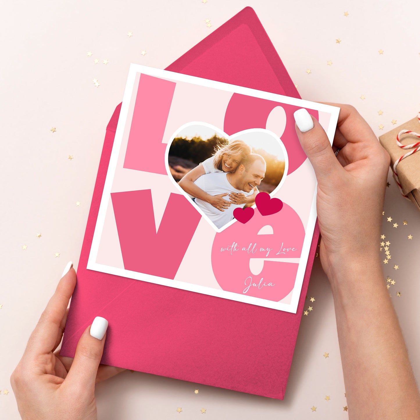 Personalised LOVE Photo Card, Photo Valentine's Day Card, Valentine's Card for wife, husband, boyfriend, girlfriend, Modern Valentines Card