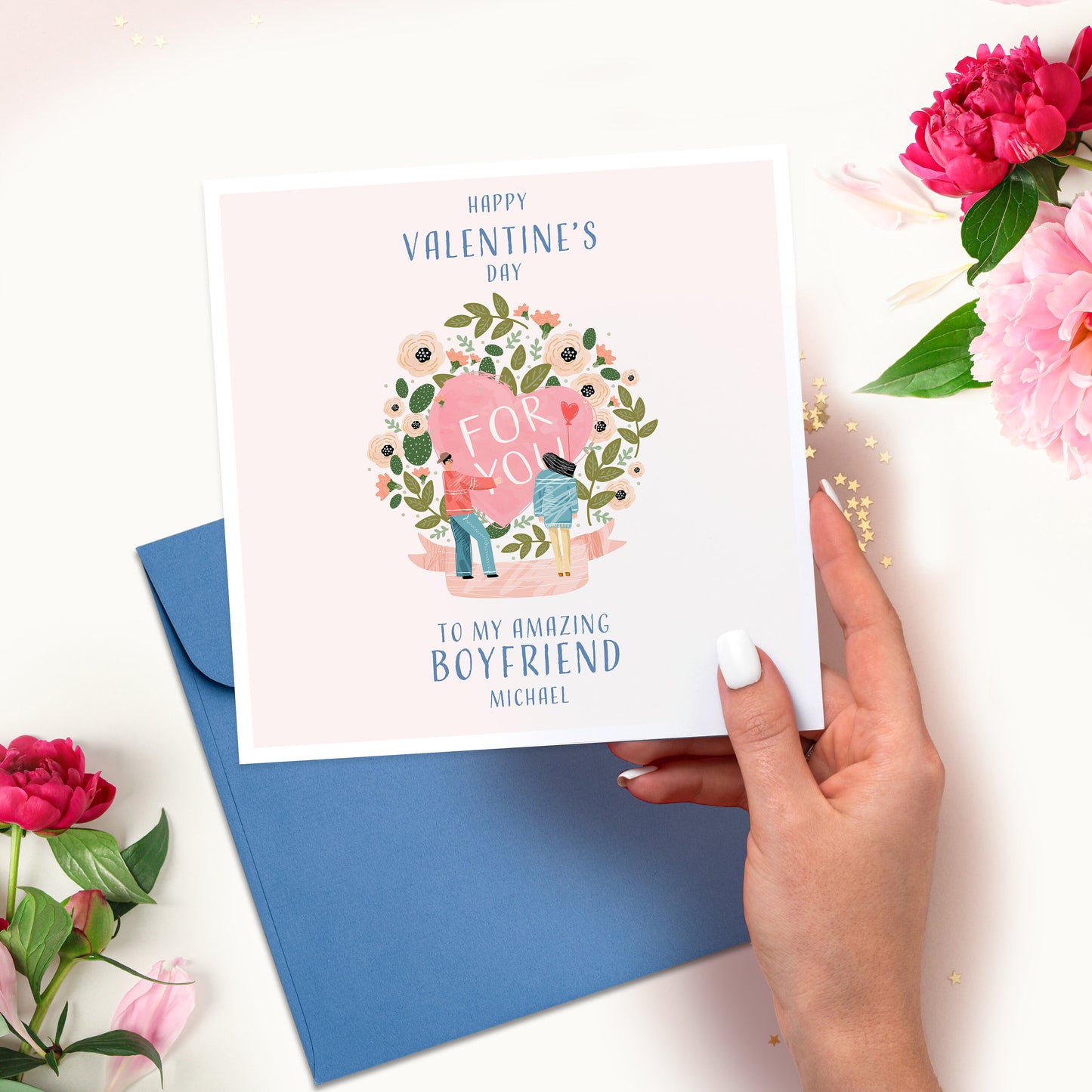 Personalised Valentines Day Card for Husband, Valentines Card For him, Happy Valentines To My Wonderful Boyfriend, Husband Valentine's Card