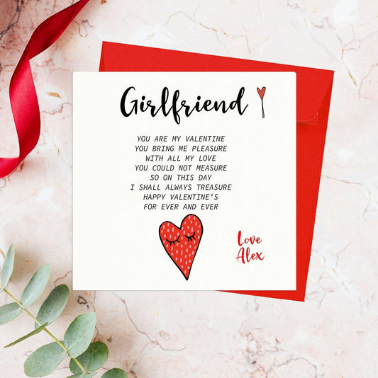 Girlfriend Valentines Day Card, To My Wonderful Girlfriend On Valentines Day, Personalised Poem Card for Girlfriend, Valentines Day 2021