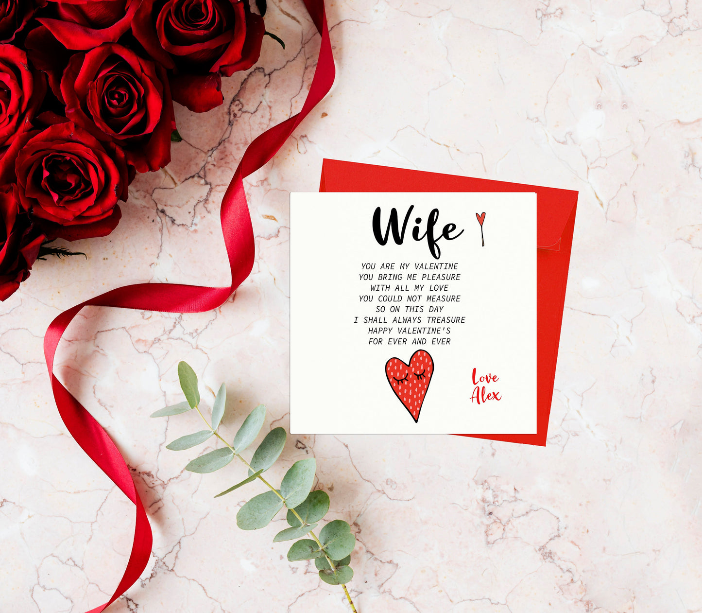 Wife Valentines Day Card, To My Wonderful Wife On Valentines Day, Poem for wife, Personalised Poem Card for Wife, Valentines Day 2021