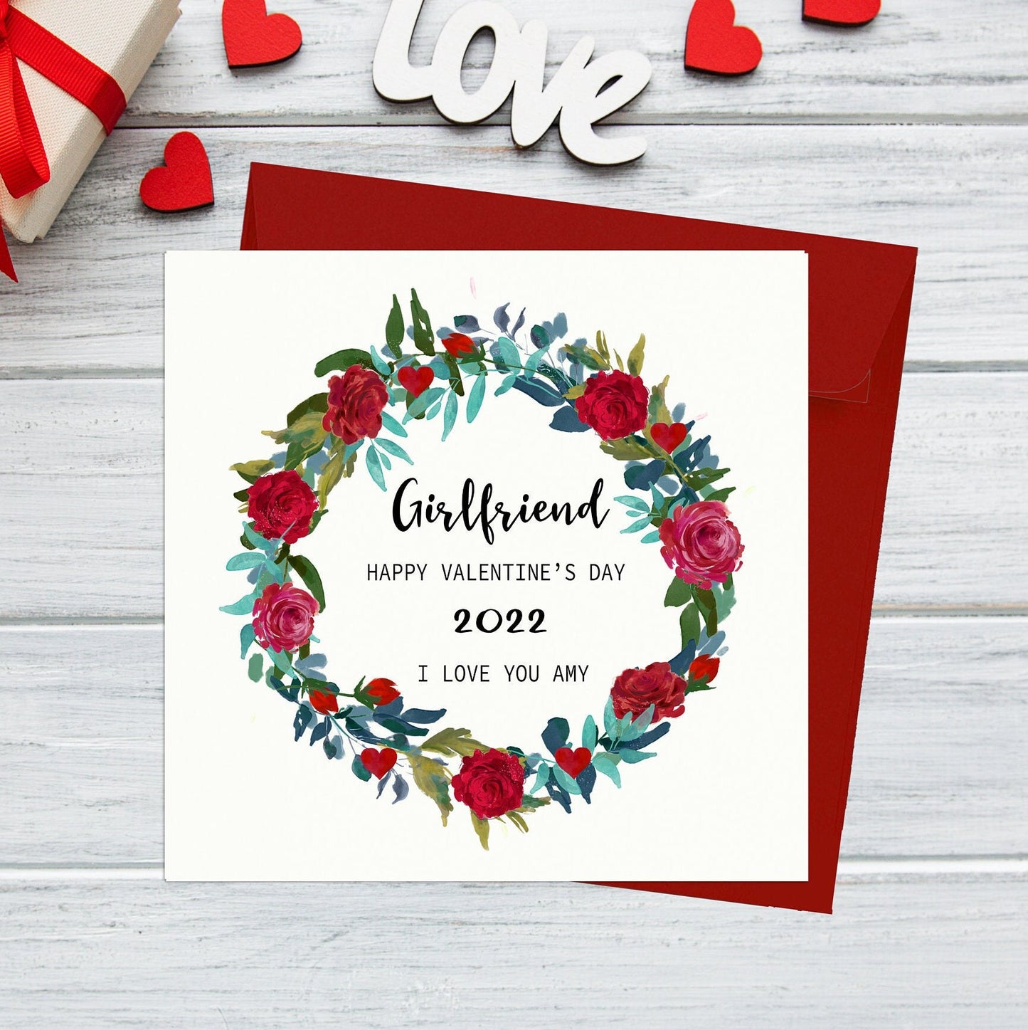 Girlfriend Valentines Day Card, I love you Girlfriend On Valentines Day, Personalised Card for Girlfriend, Valentines Day 2022