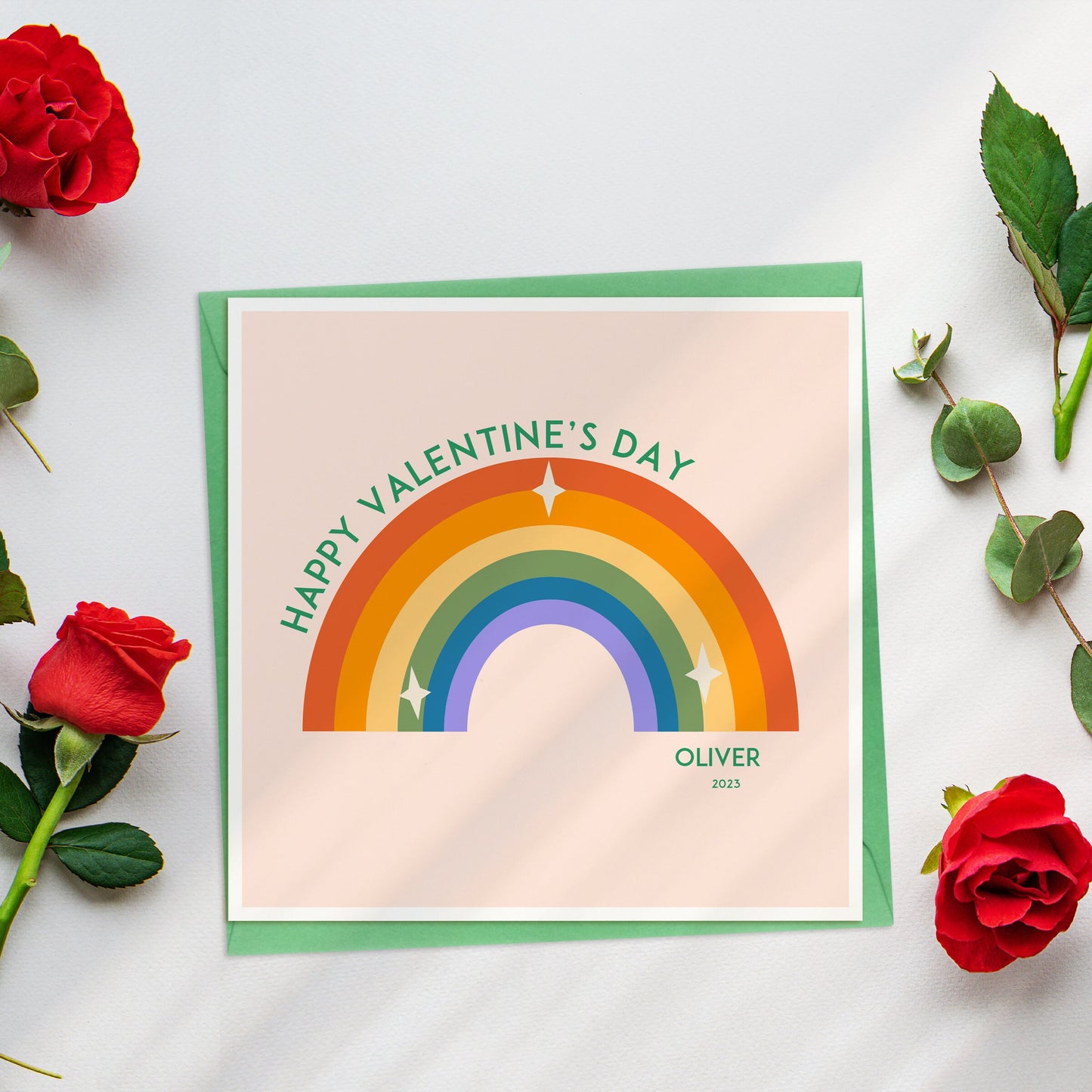 Rainbow Valentine's Day Card, Personalised Valentines Gay Card, Boyfriend or Girlfriend Valentines Day Card, Wife Valentines Card