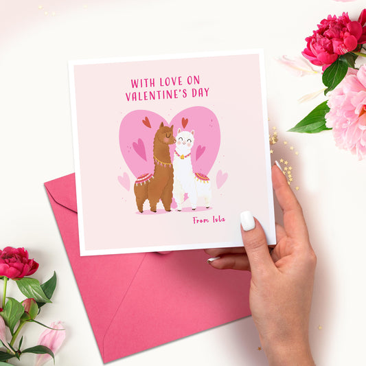 Personalised Llama Valentine's Day Card for wife or girlfriend, Valentine's cute Llama Card, Happy Valentines for Husband Boyfriend