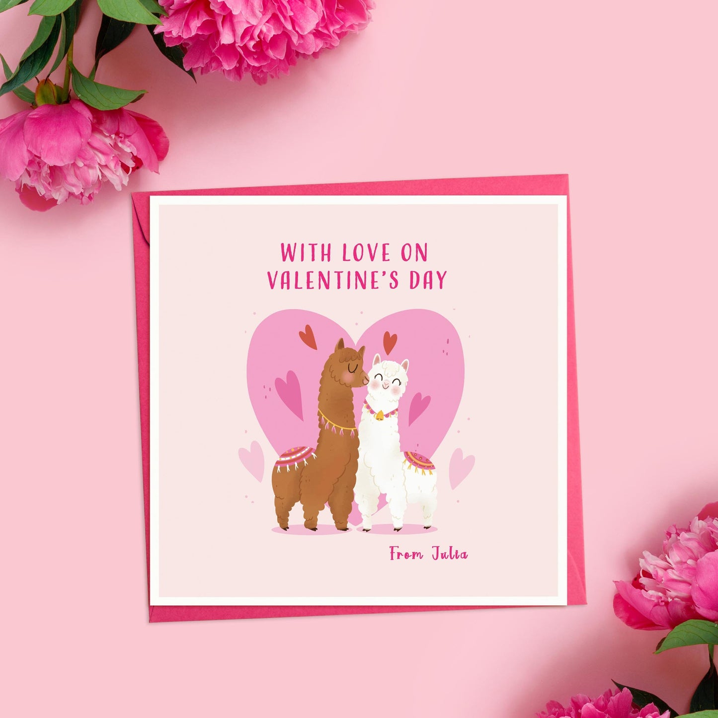 Personalised Llama Valentine's Day Card for wife or girlfriend, Valentine's cute Llama Card, Happy Valentines for Husband Boyfriend