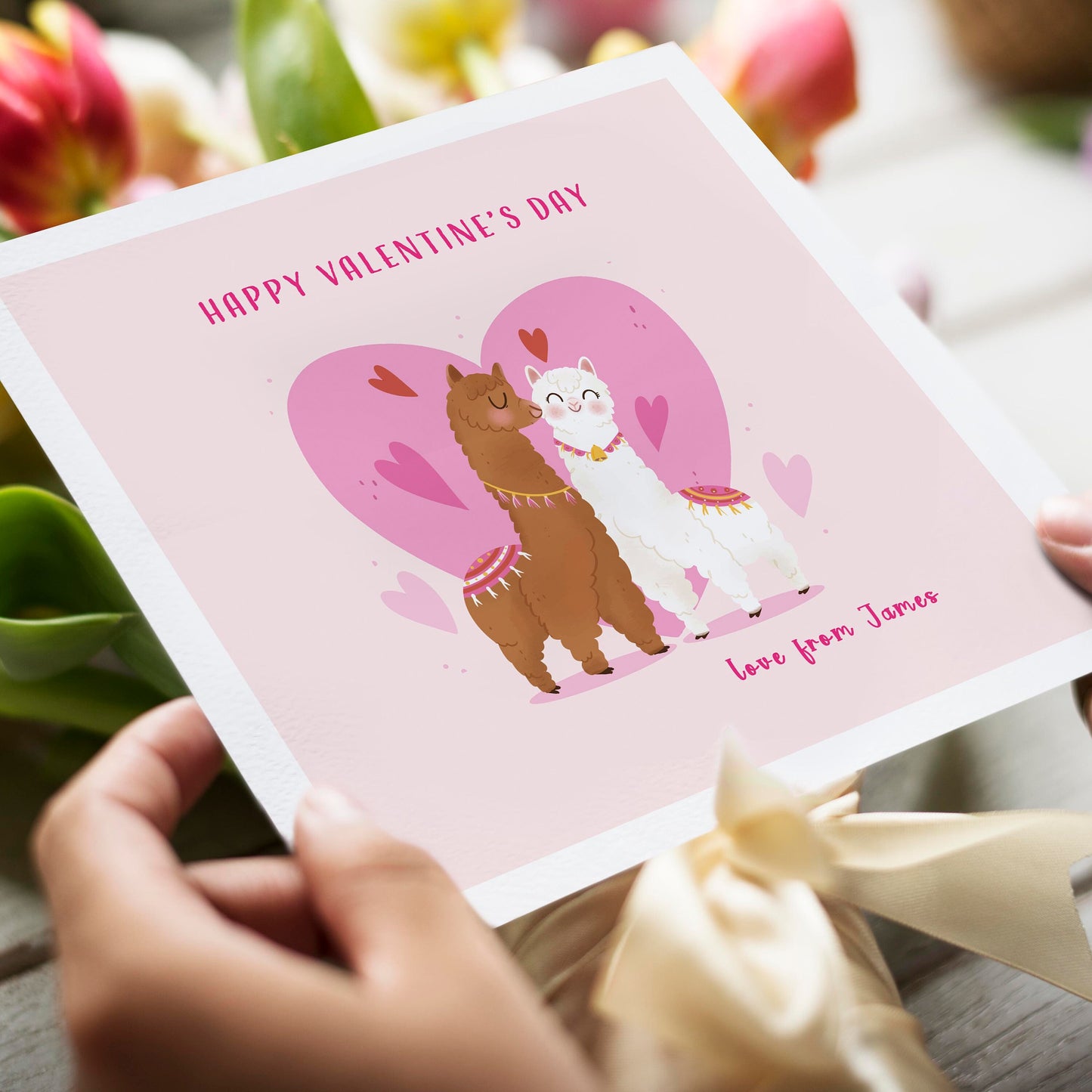 Personalised Llama Valentine's Day Card for wife or girlfriend, Valentine's cute Llama Card, Happy Valentines for Husband Boyfriend