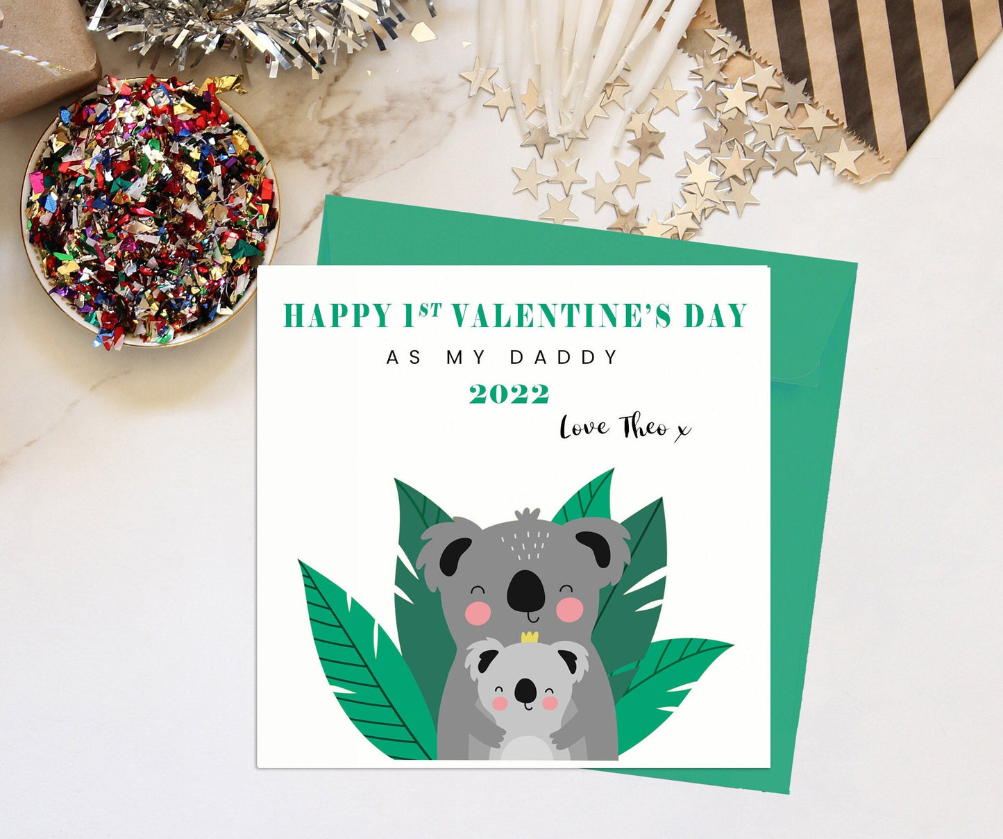 Happy 1st Valentine's Day As My Daddy, Koala Bear Valentine's Day Card, First Valentine's Day Card For Daddy, Daddy Valentine's Day Cards