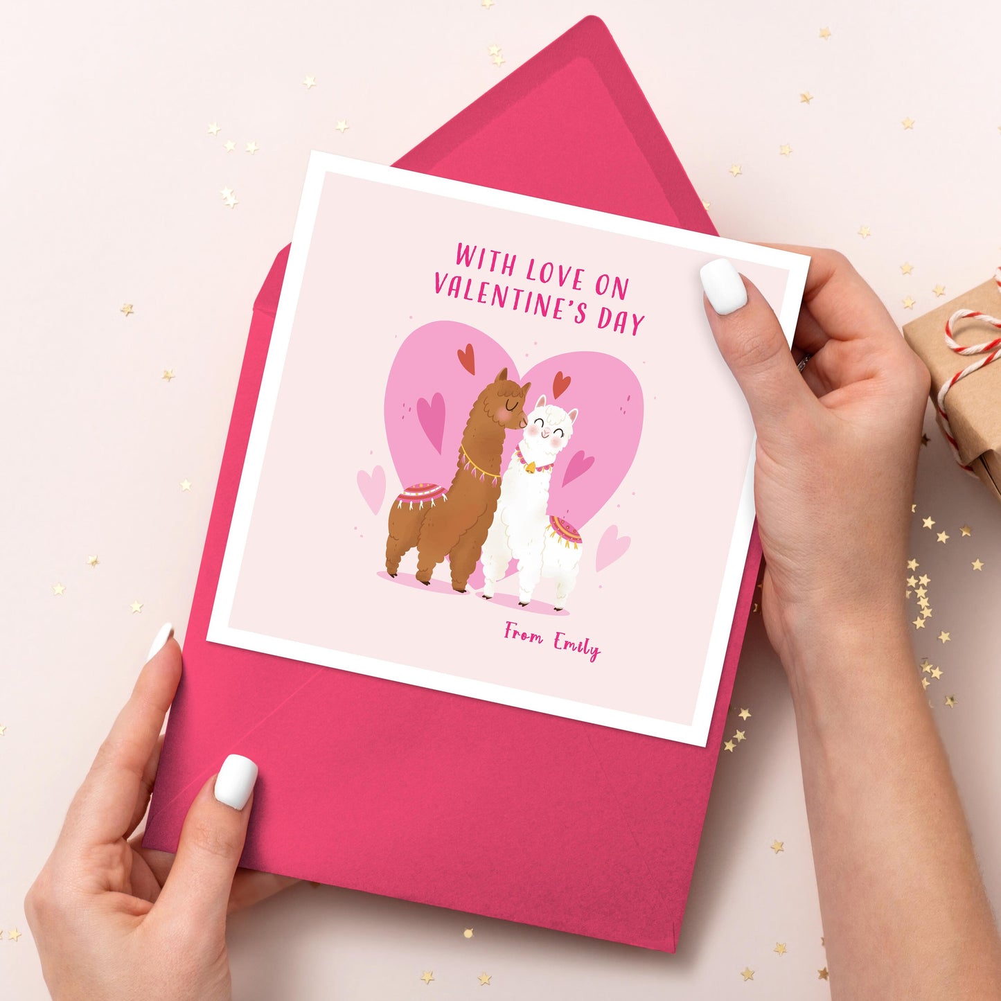 Personalised Llama Valentine's Day Card for wife or girlfriend, Valentine's cute Llama Card, Happy Valentines for Husband Boyfriend