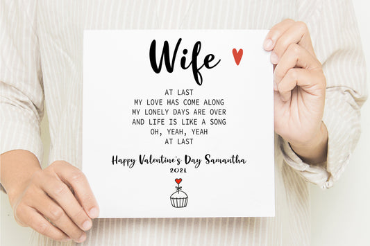 Wife Valentines Day Card, Song Lyrics Card, Poem Valentine's Day Card, To My Wonderful Wife On Valentines Day, Valentines Day 2021