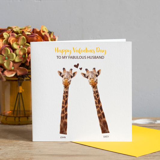 Valentines Card - Giraffes Valentines Card - Valentines Card for her - Valentines Card for him - Husband Valentines Card - Giraffe Couple