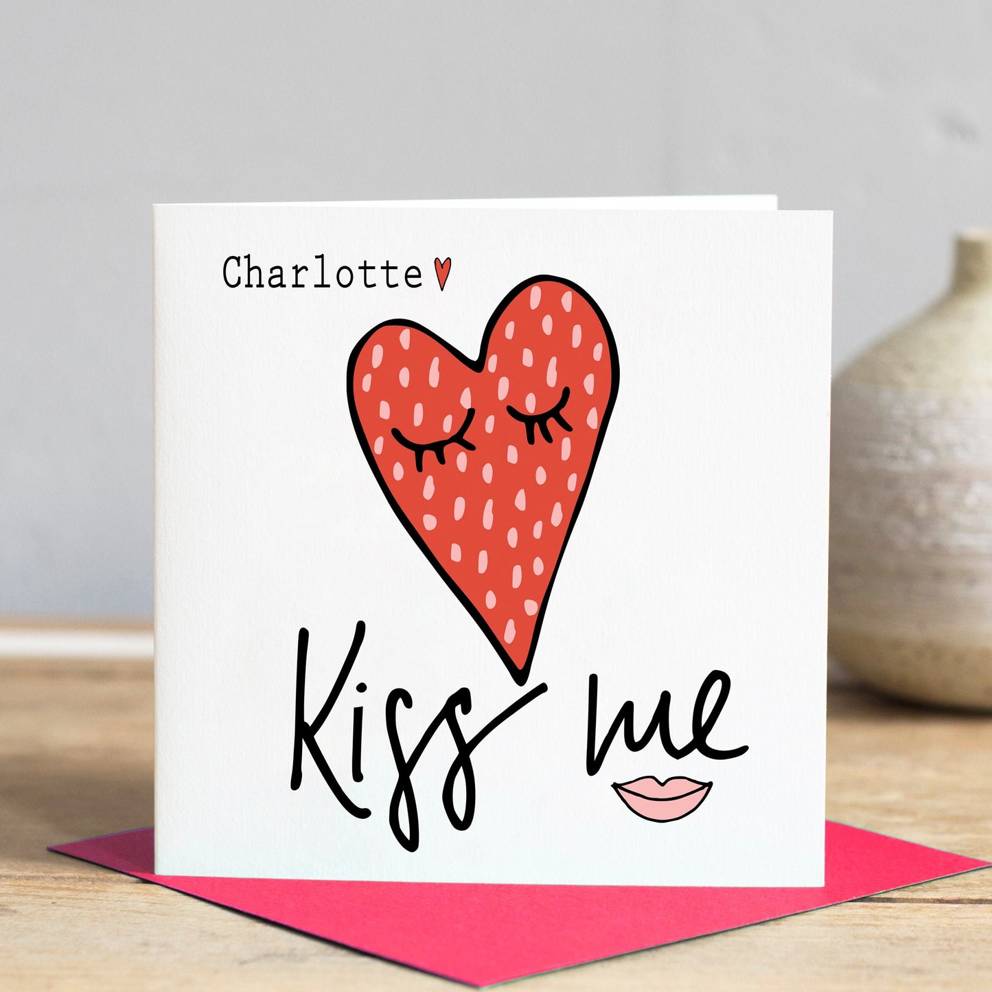 Valentines Day Card, Kiss Me, Personalised Valentines Card, Love card, card for her, card for husband, card for wife, card for girlfriend