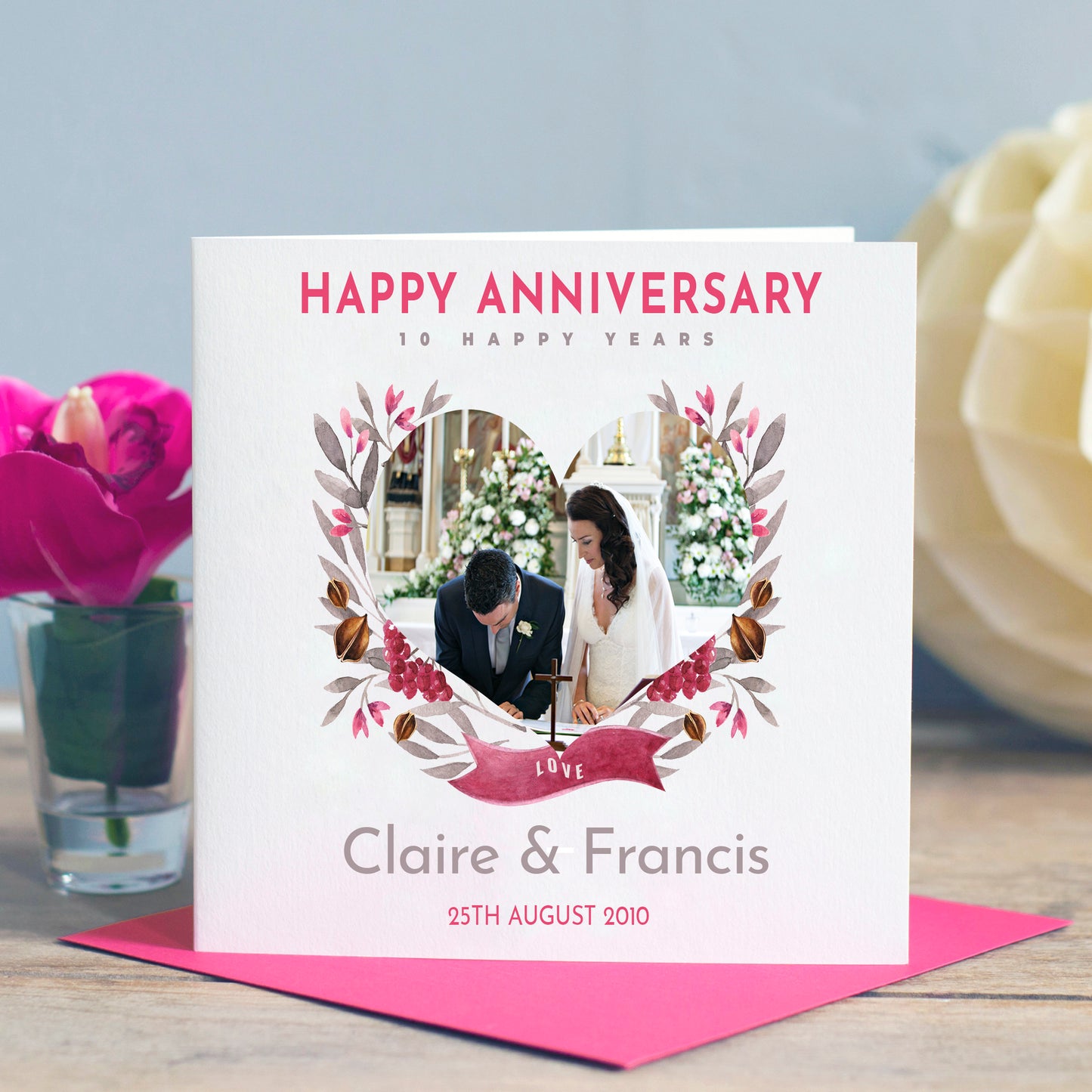 Wedding Anniversary Heart Photo Card