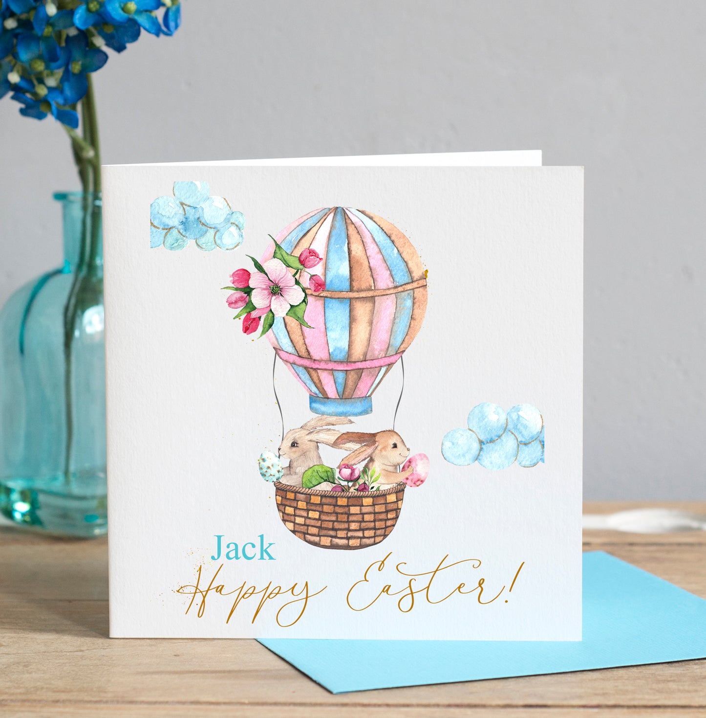 Personalised Easter Card, Hot Air Balloon