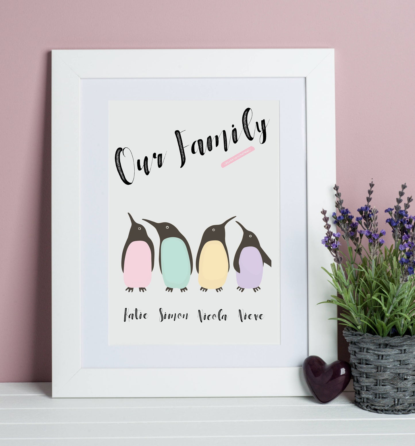 Personalised Penguin Family Print