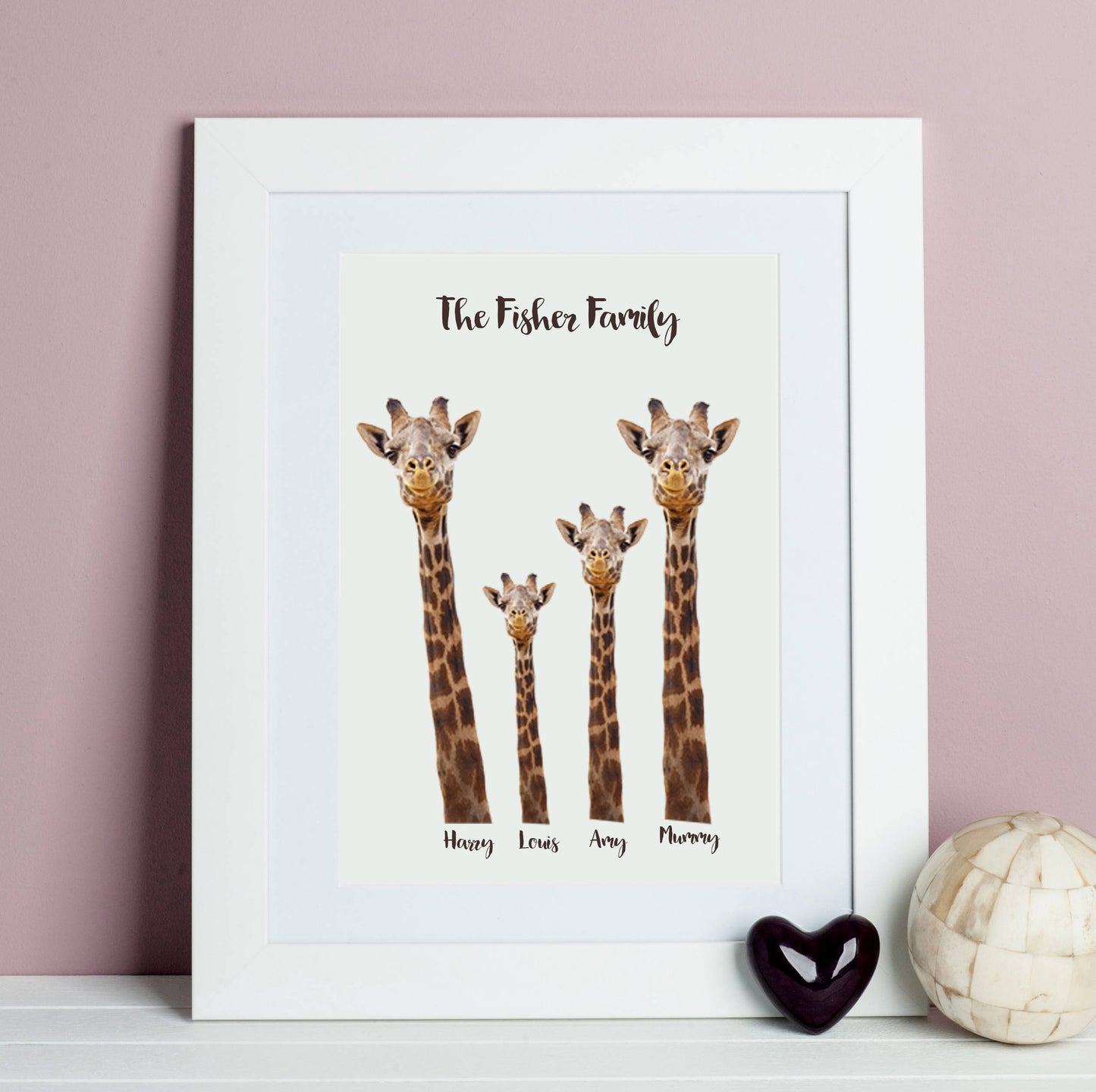 Personalised Giraffe Family Print