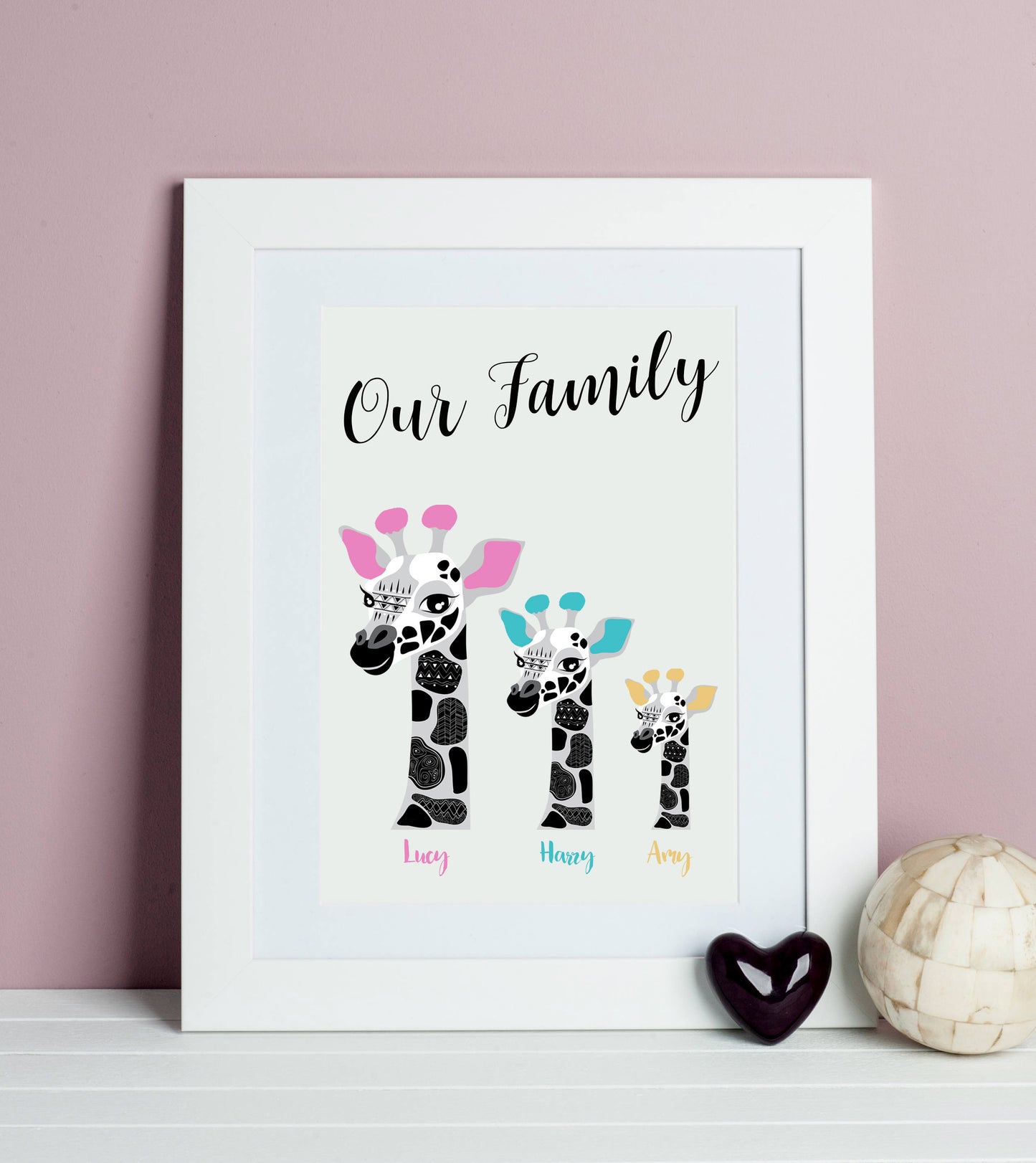 Personalised Family Giraffe Print