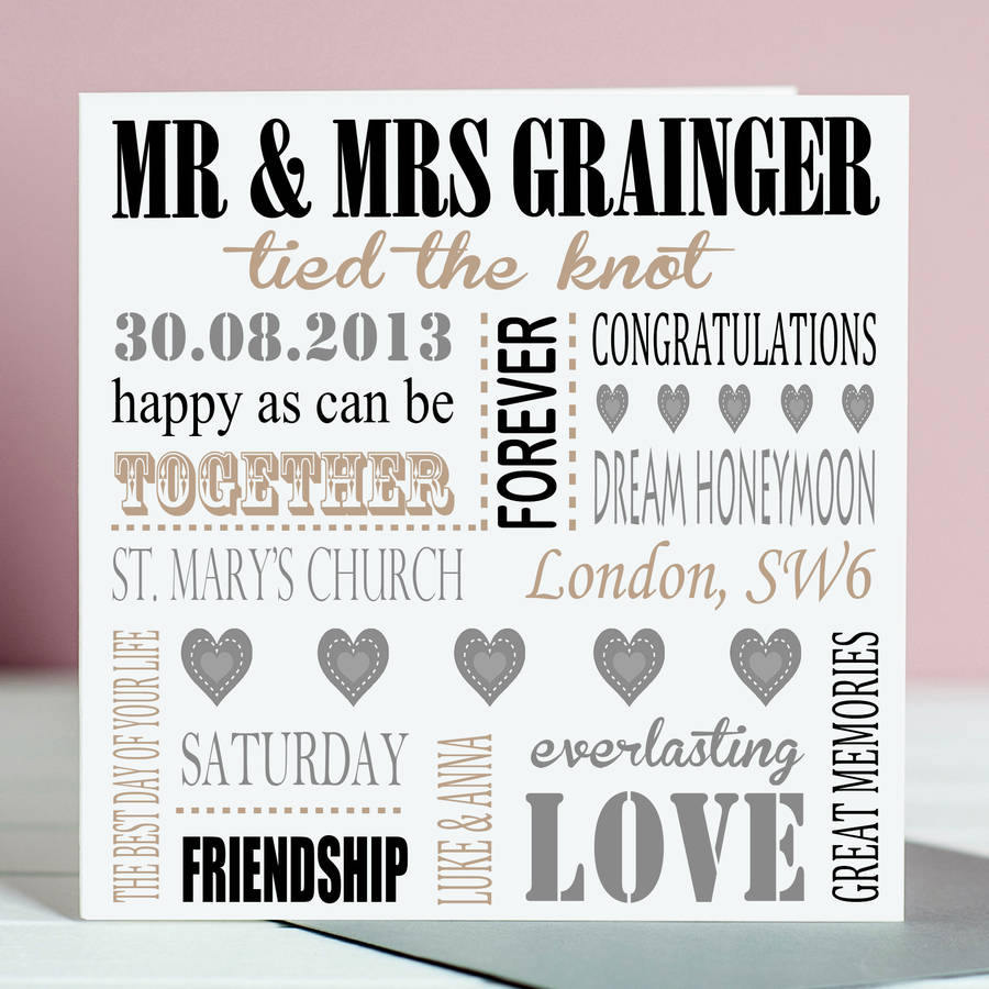 Personalised Wedding Card - Word Art