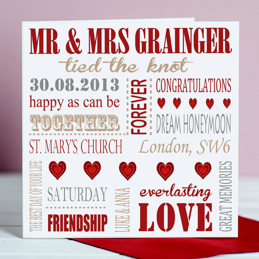 Personalised Wedding Card - Word Art