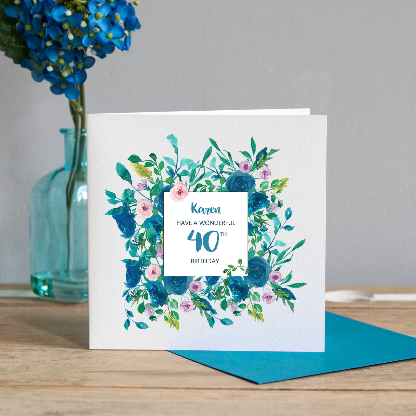 Personalised 40th Birthday Card -Floral – LisaMarieDesigns