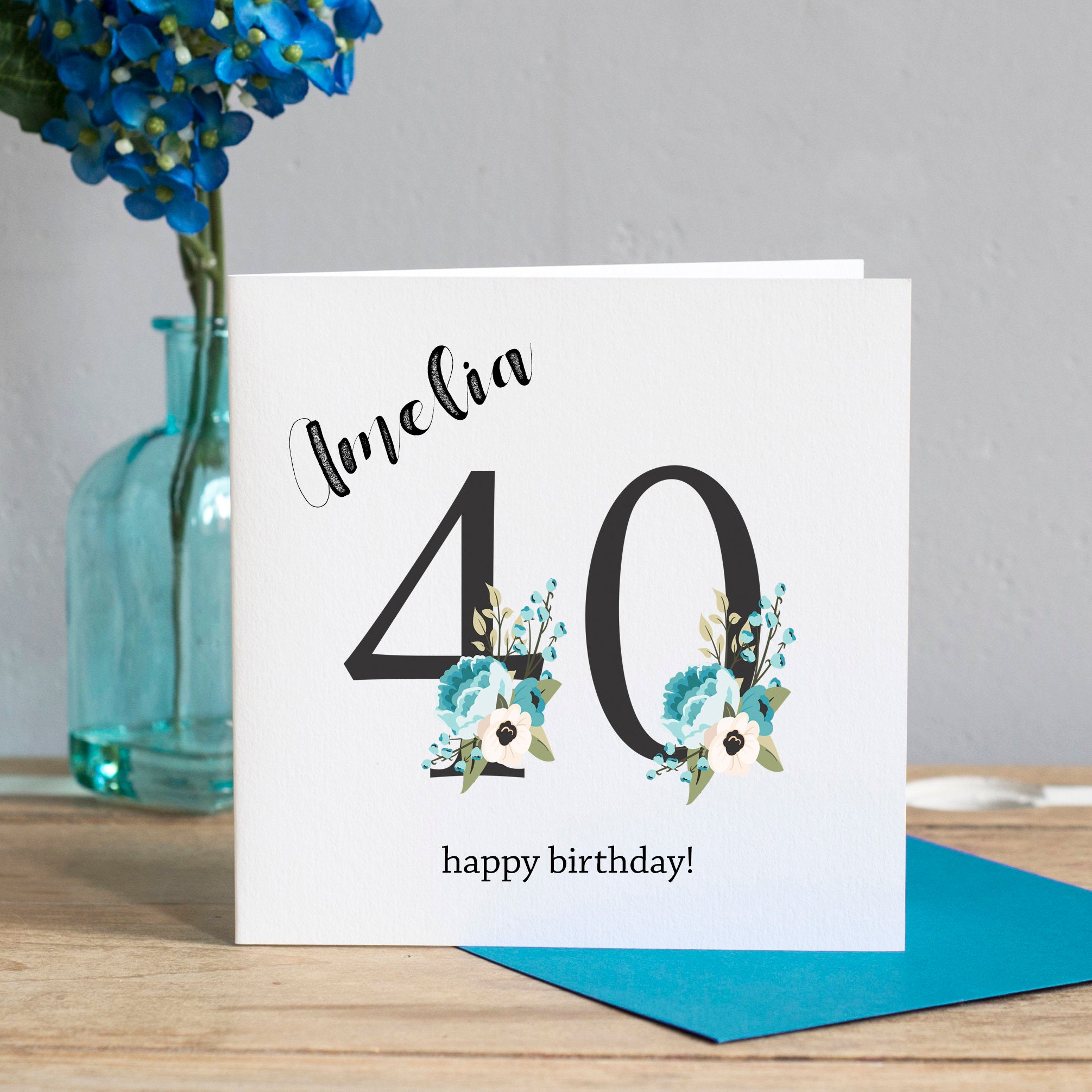 40th Birthday Card - Floral Numbers – LisaMarieDesigns