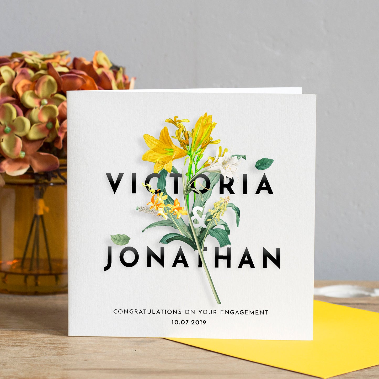 Personalised Floral Engagement Card