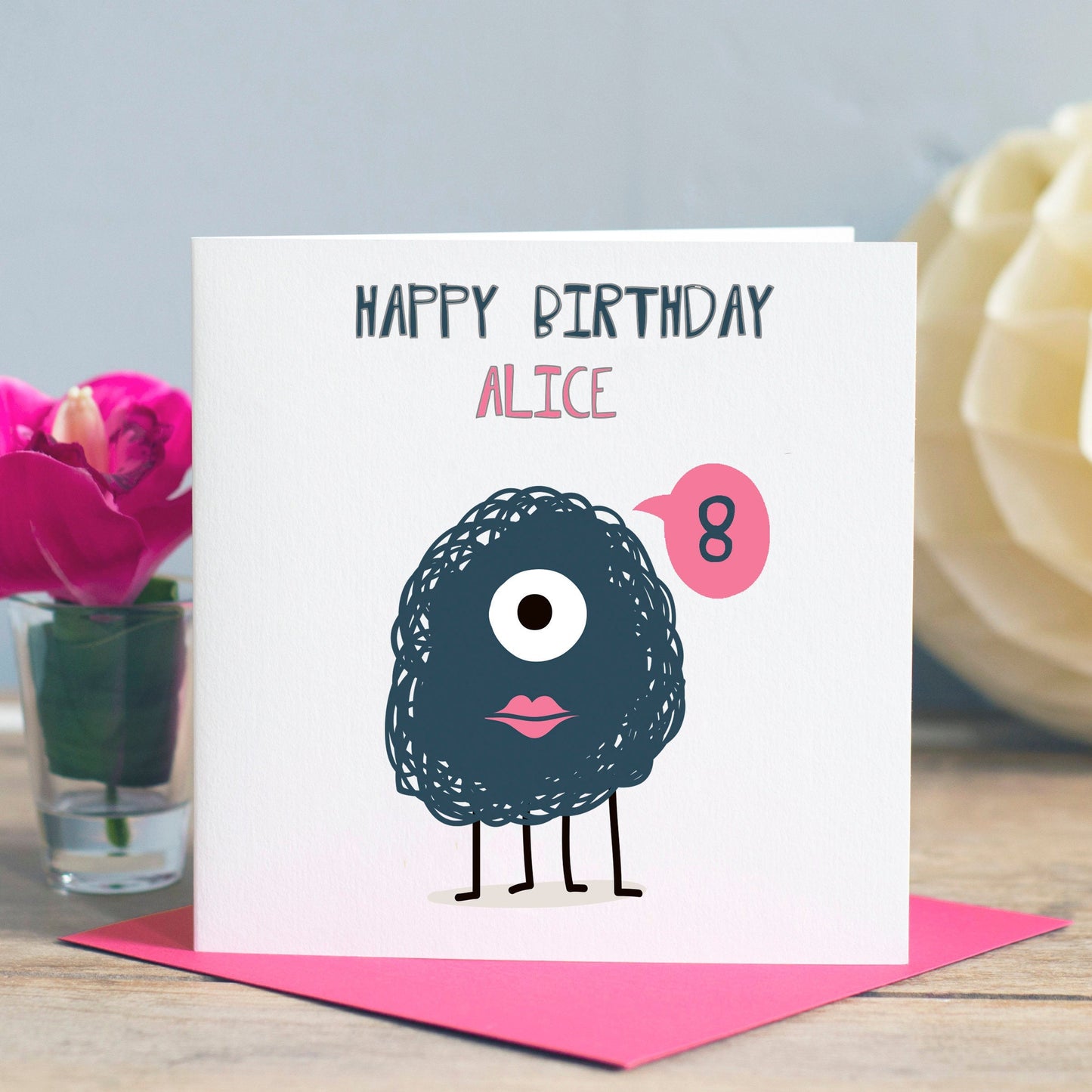 Girl's Funny Monster Birthday Card