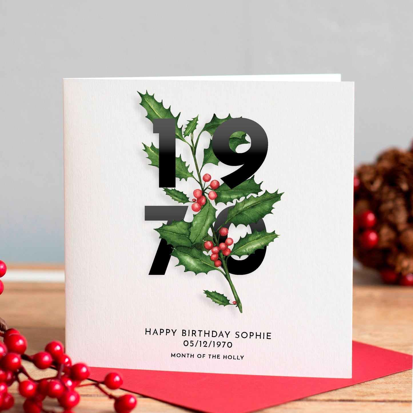 Birth Year Birthday Card for her, Personalised 40th Birthday card with birth flower, 50th birthday card, 60th birthday, card for friend