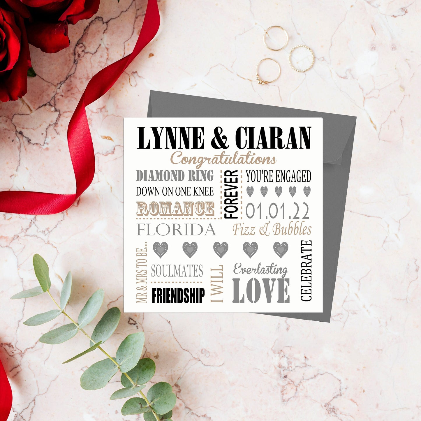 Personalised Words Engagement Card