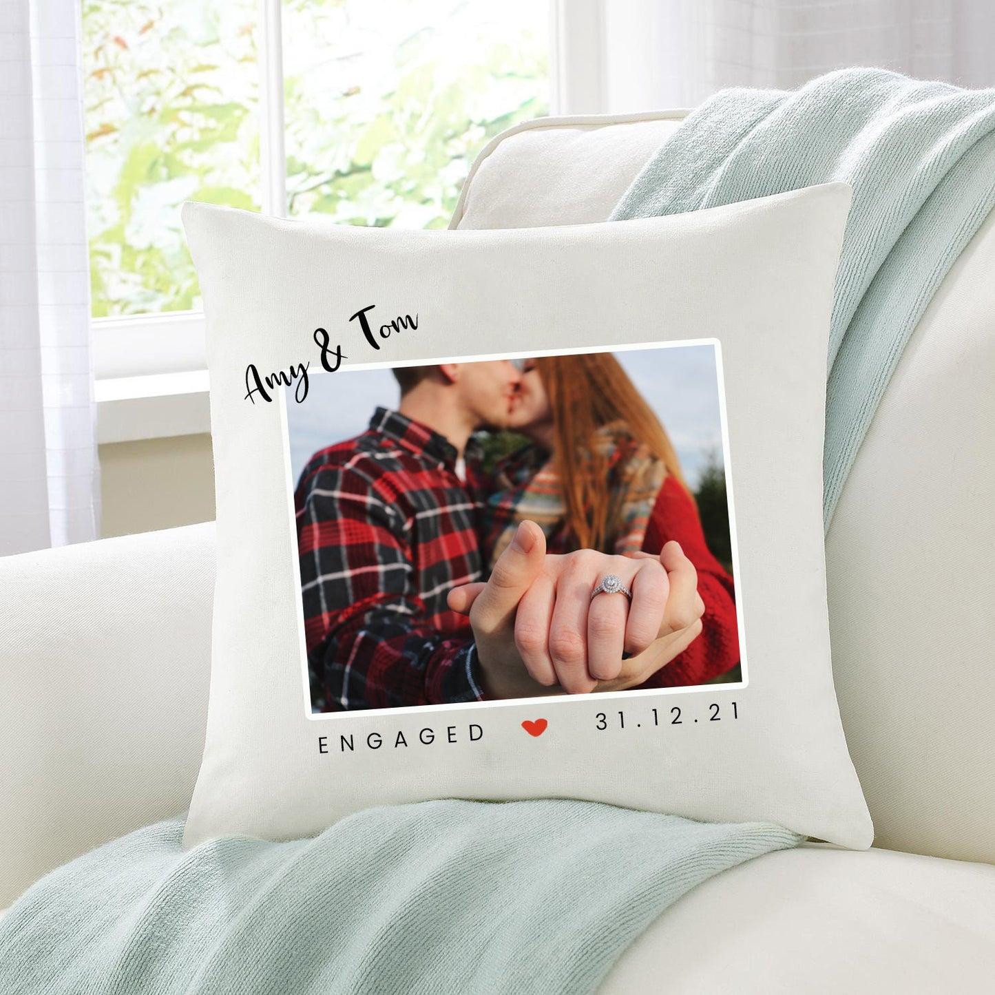 Personalised Cushion Engagement Gift, Son Engagement Gift, Daughter Engagement Gift, Photo Engagement Gift, Personalised Photo Cushion