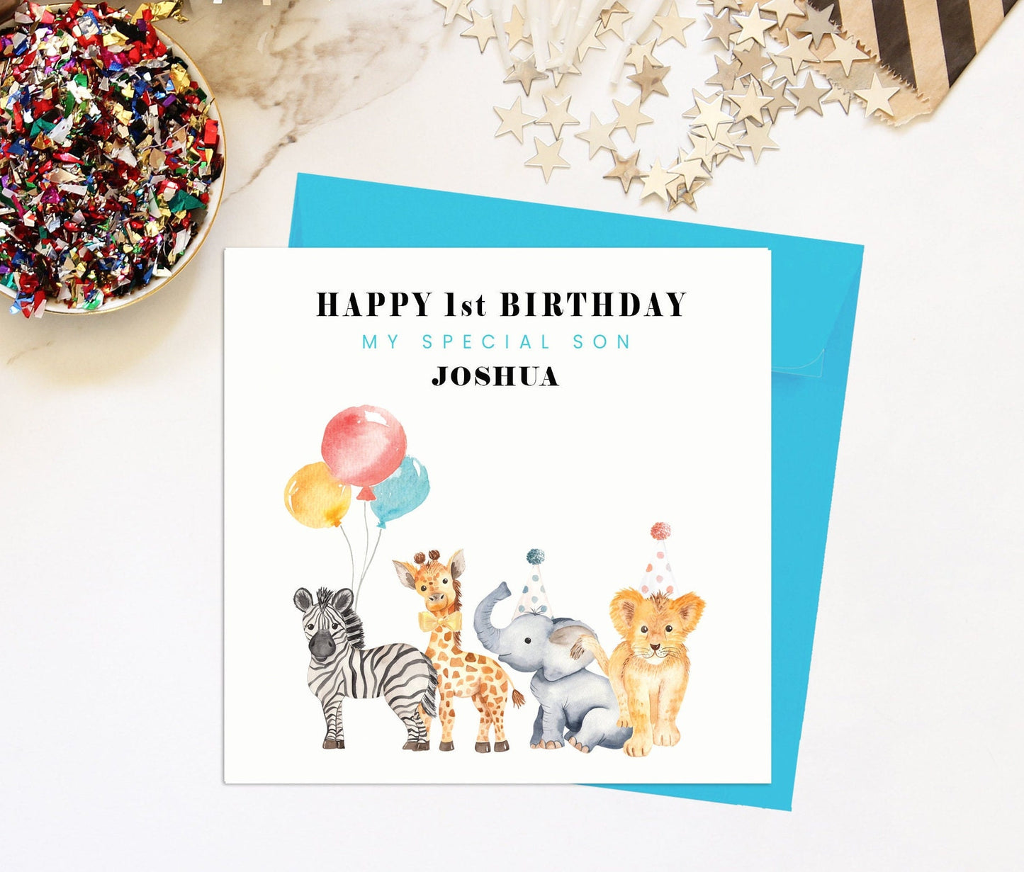 Son Birthday Card, Safari Animals