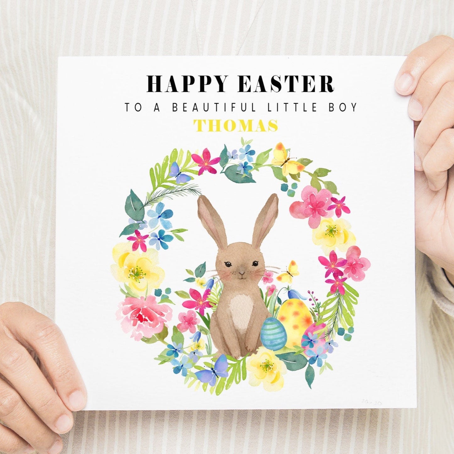 Little Bunny Easter Card, Personalised Easter Card for Girl, Cute Easter Card for little Boy, Personalised Easter cards for children