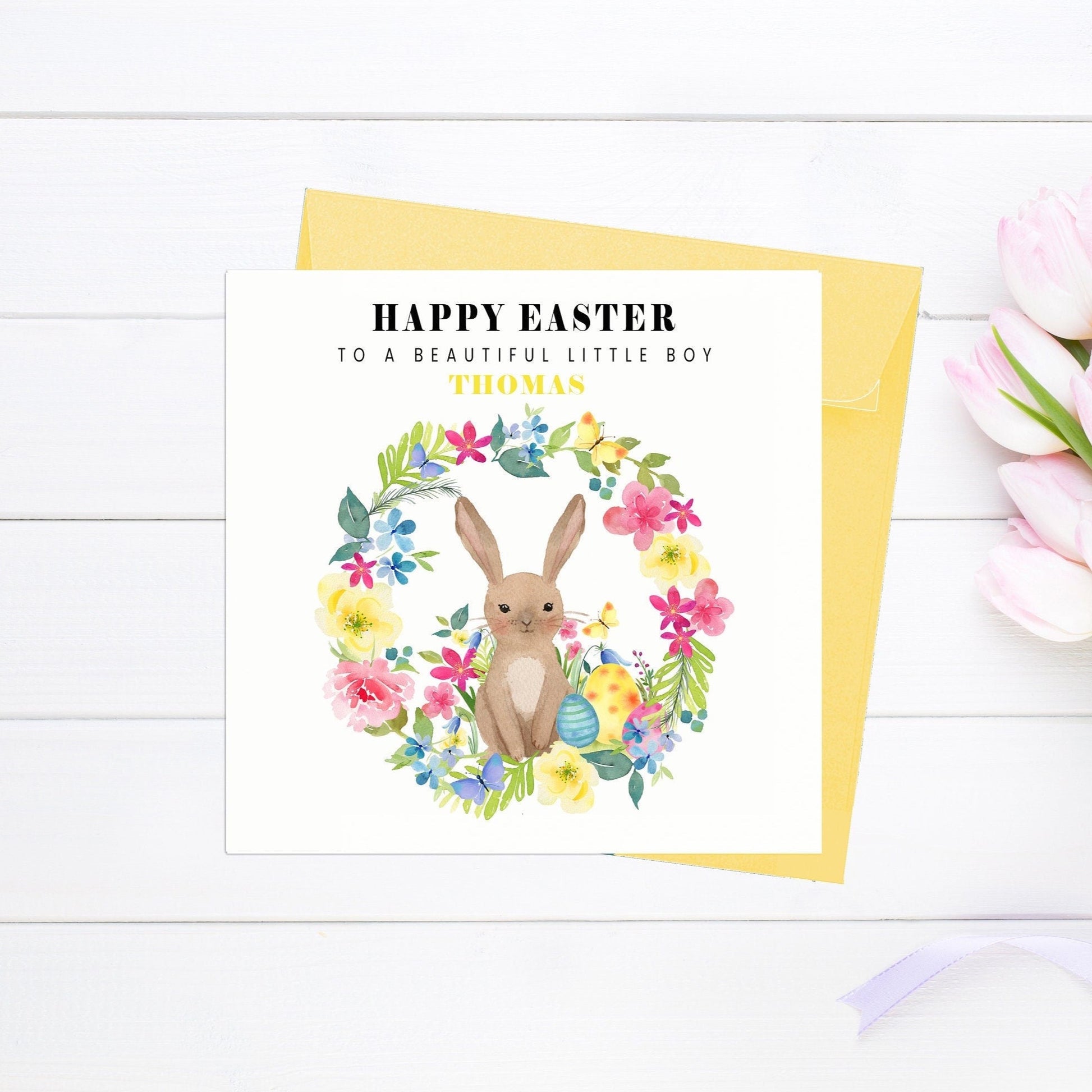 Little Bunny Easter Card, Personalised Easter Card for Girl, Cute Easter Card for little Boy, Personalised Easter cards for children