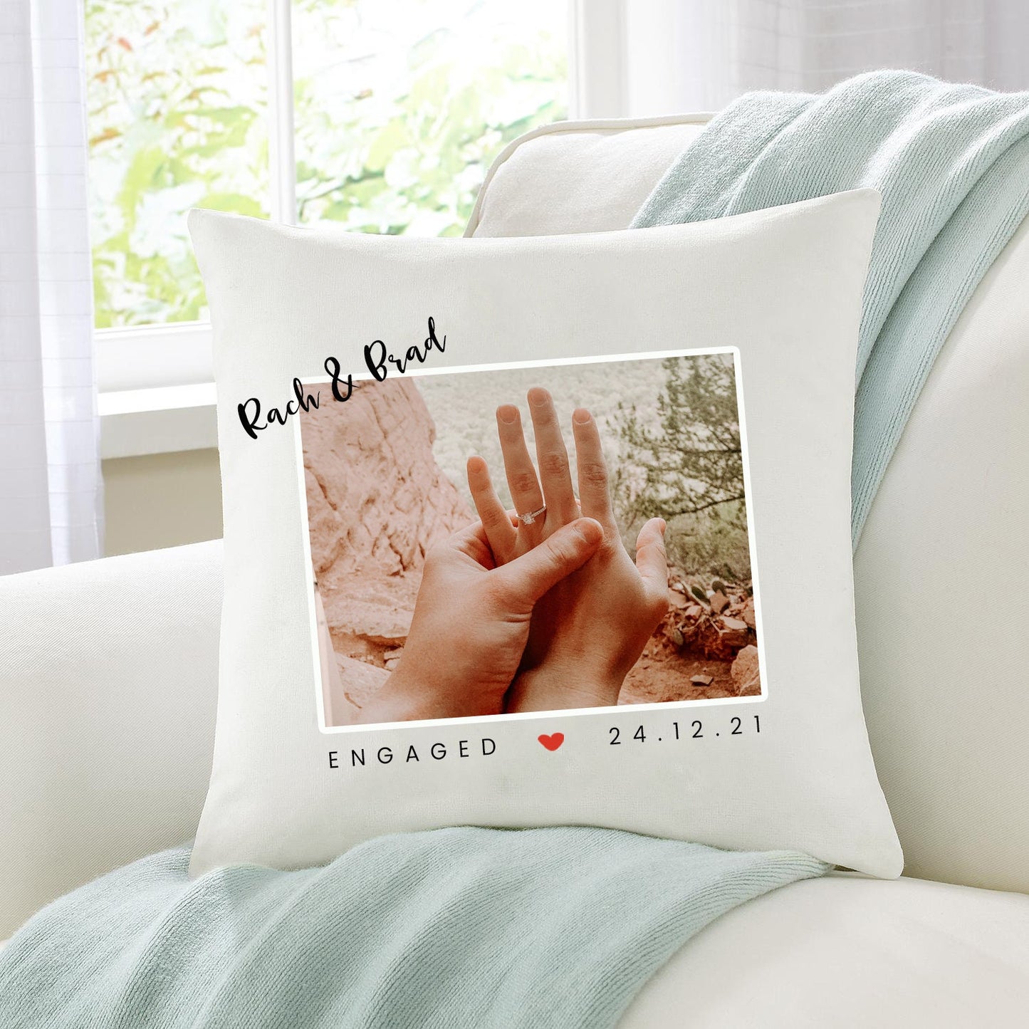 Personalised Cushion Engagement Gift, Son Engagement Gift, Daughter Engagement Gift, Photo Engagement Gift, Personalised Photo Cushion